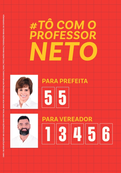 Santinho para votação do Professor Neto